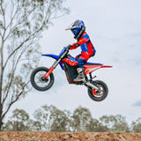 Young rider on an RFN Warrior SX-E5 electric dirt bike